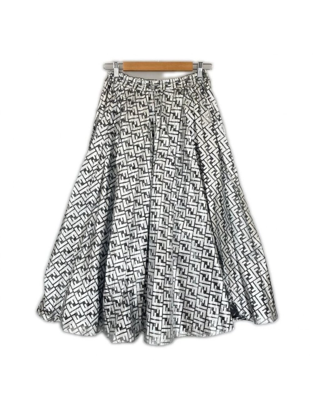 Fendi Nicki Minaj Spring Summer SS Long Skirt Nylon Silver 38